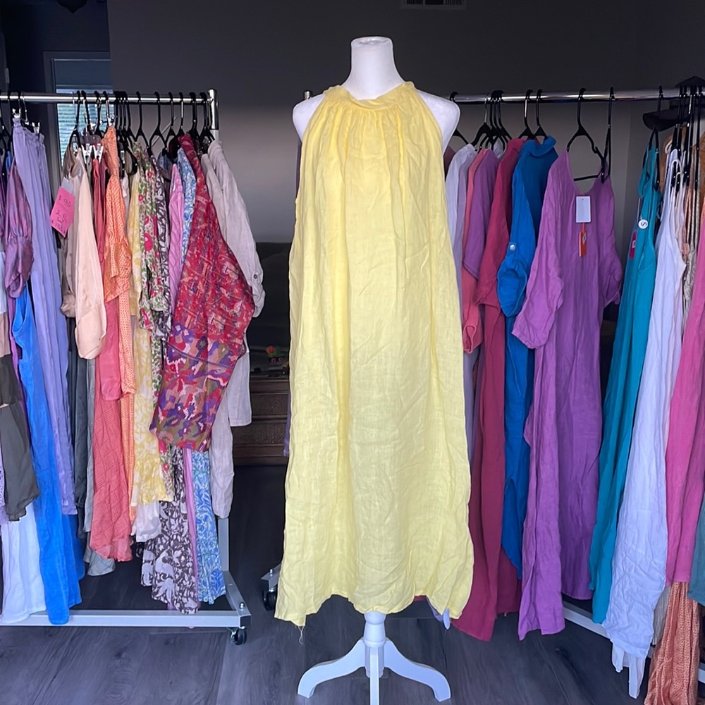 Linen Maxi Dress. Made in Italy. Contemporary-Chic